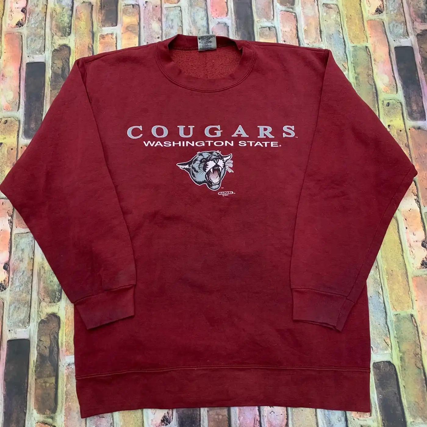 Vintage Style Washington State Cougars T-Shirt Sweatshirt Hoodie Crewneck Pullover American Football Gifts Lover