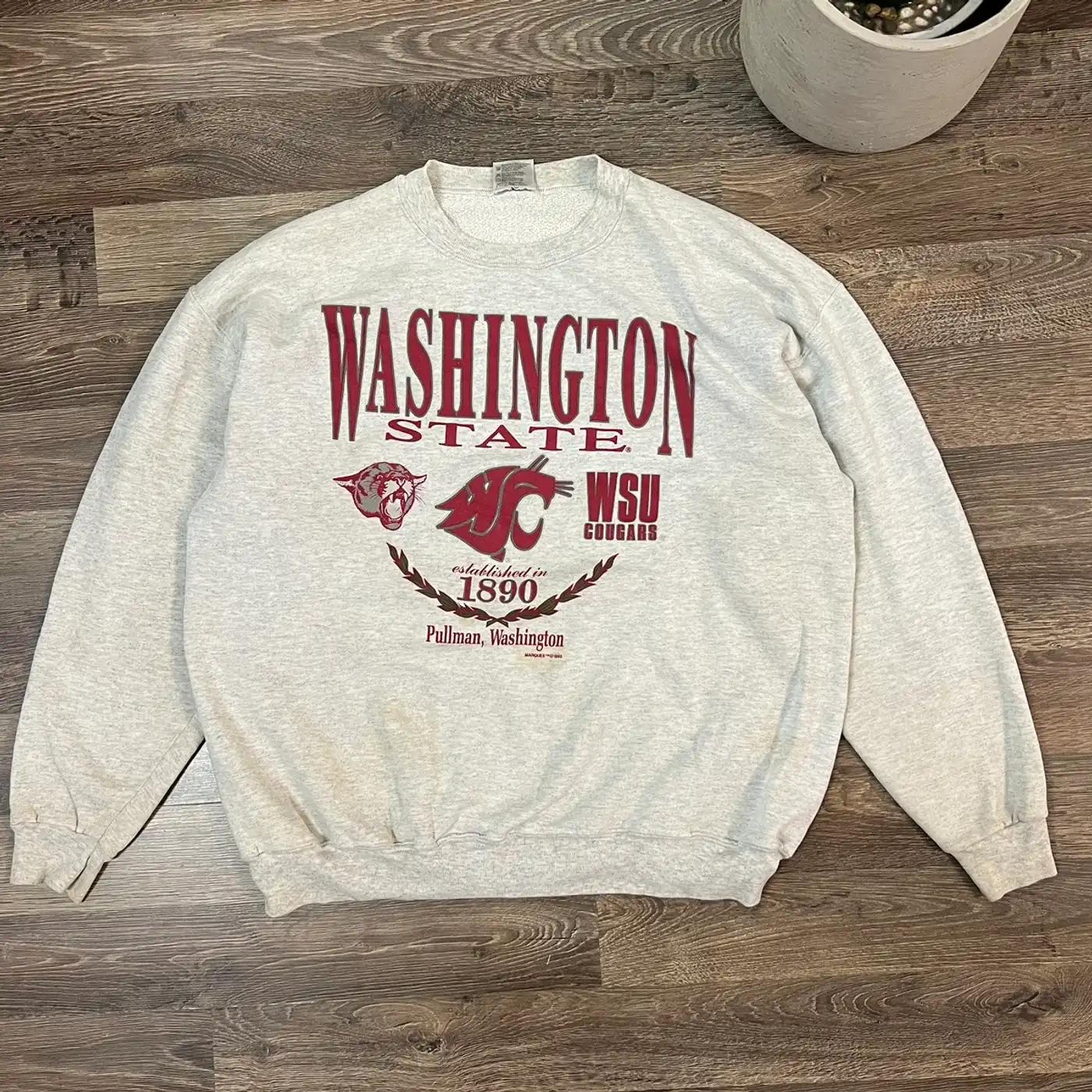 Vintage Style Washington State University Cougars University American Sweatshirt Gifts For Ncaa