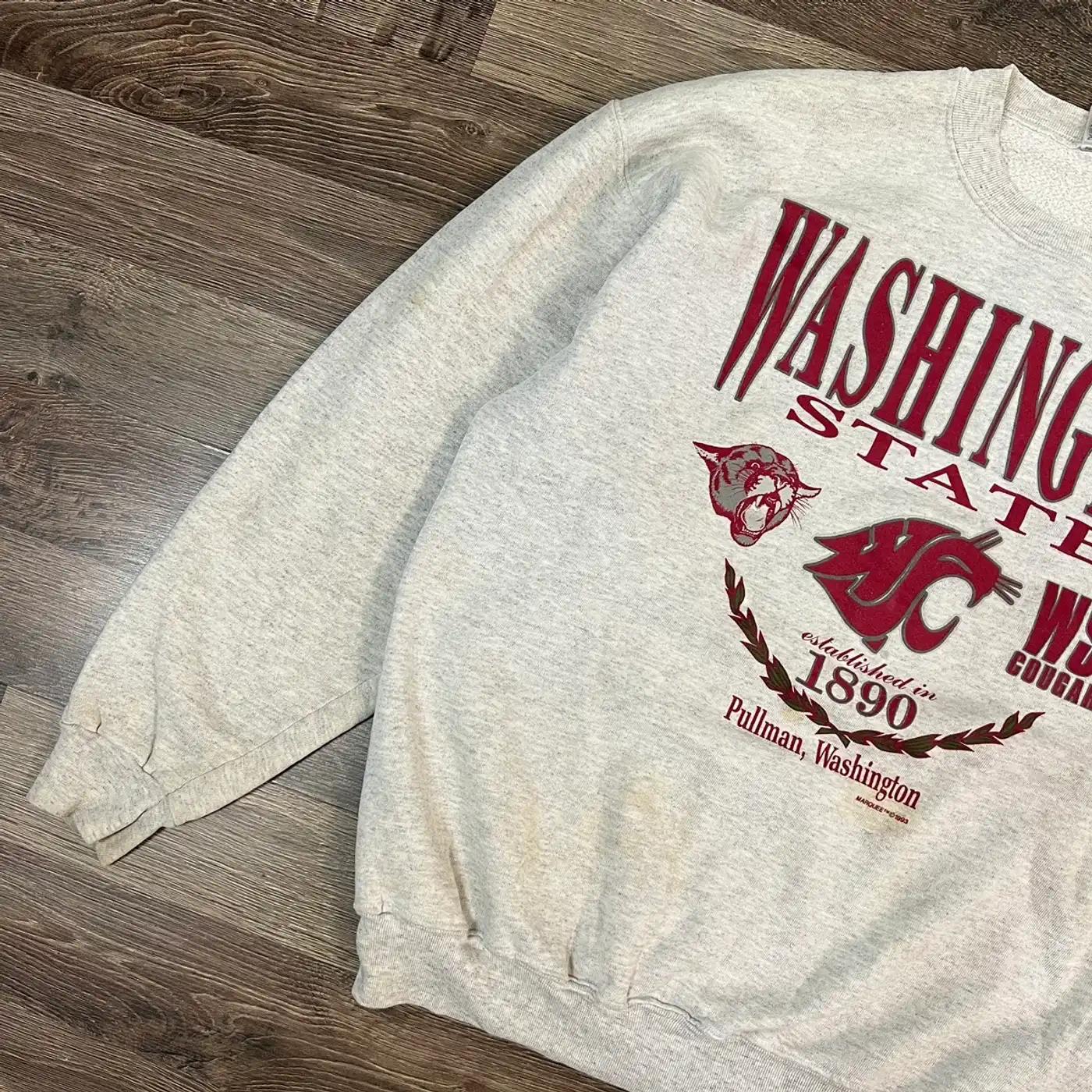 Vintage Style Washington State University Cougars University American Sweatshirt Gifts For Ncaa - Image 2
