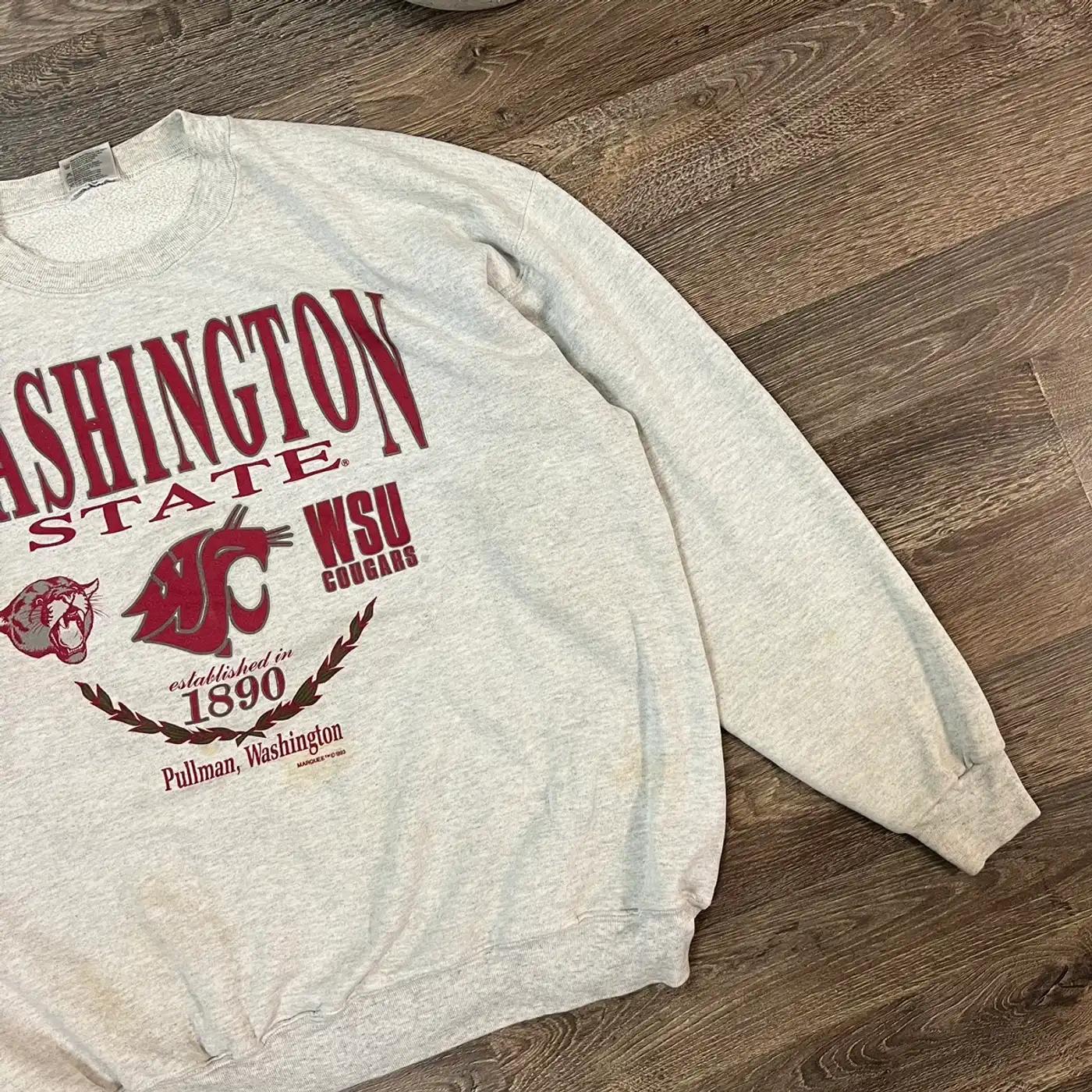 Vintage Style Washington State University Cougars University American Sweatshirt Gifts For Ncaa - Image 3