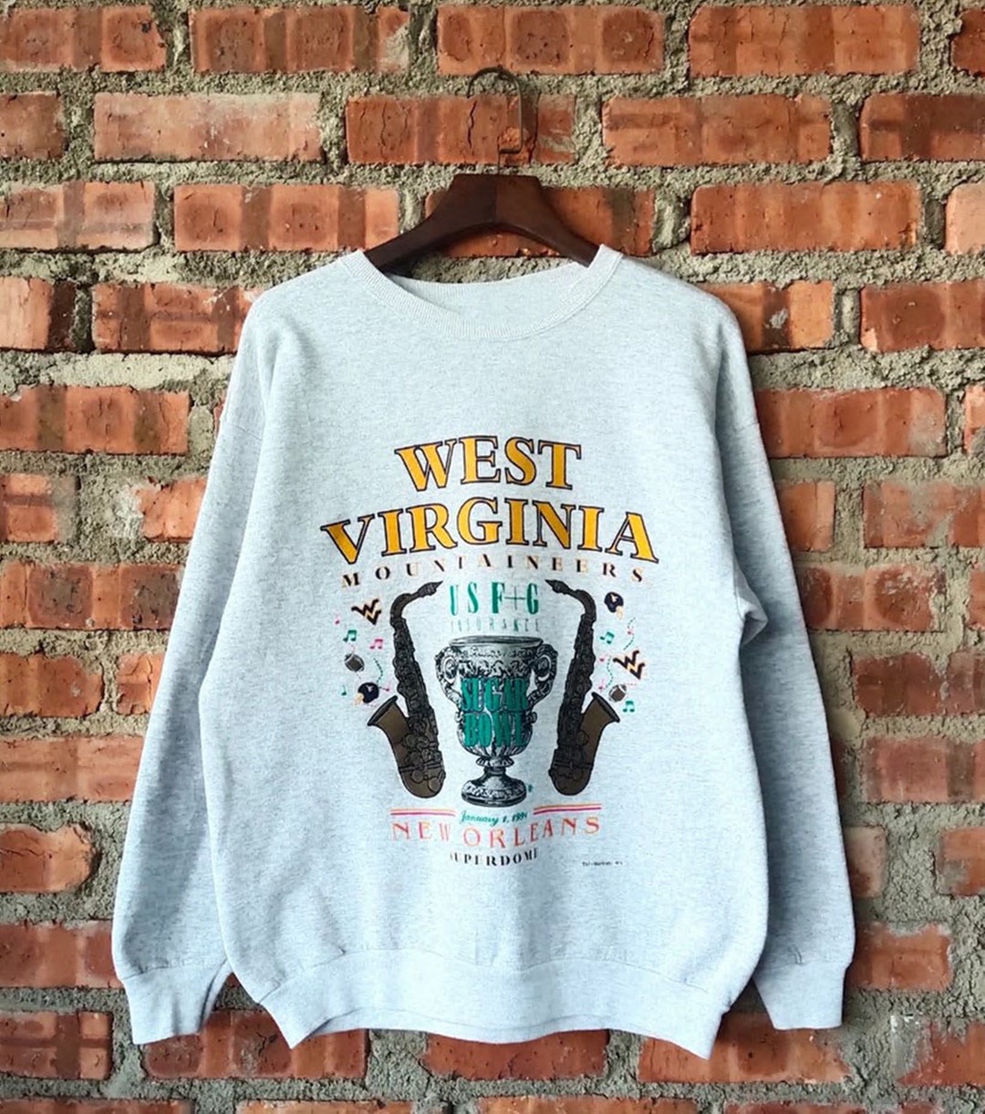 Vintage Style West Virginia Mountaineers Crewneck Sweatshirt Vintage West Virginia University Sweater And Shirt