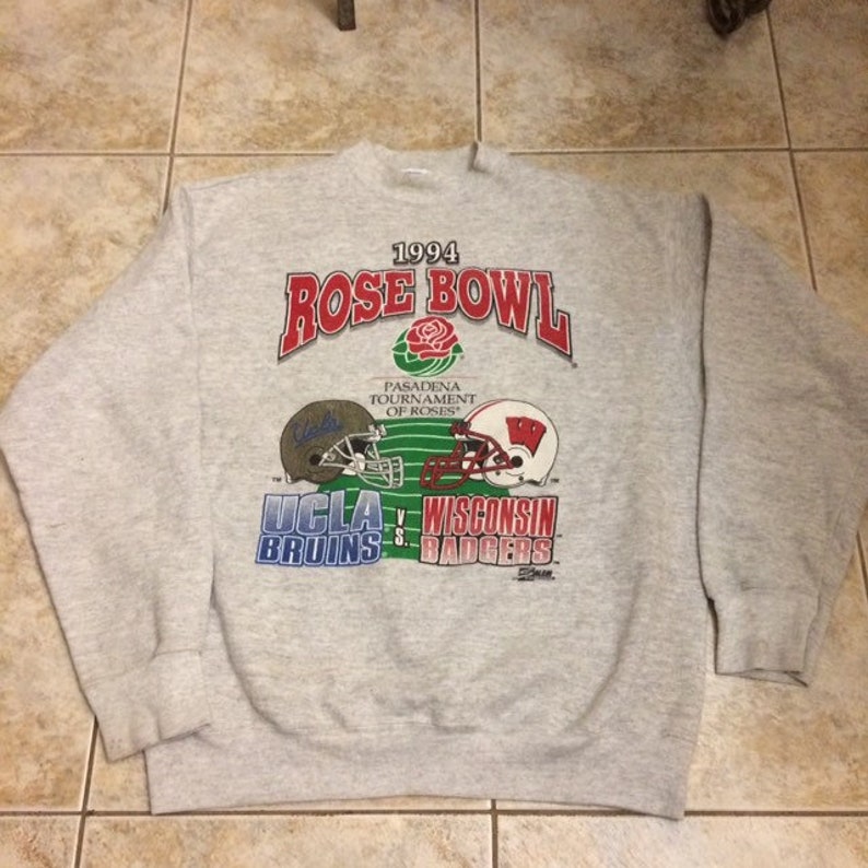 Vintage Style Wisconsin Badgers vs UCLA Bruins 1994 Rose Bowl Crewneck Sweatshirt, Hoodie NCAA Football