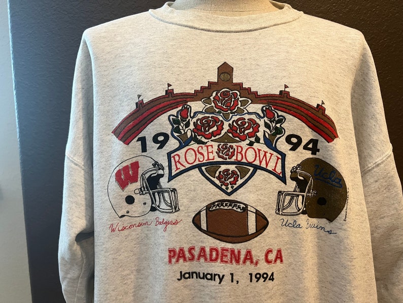 Vintage Style Wisconsin Badgers vs UCLA Bruins Gray 1994 Rose Bowl Sweatshirt - NCAA Football