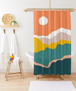 Vintage Sun Boho Shower Curtain with Sunset Design - Perfect for Any Vintage or Boho Bathroom