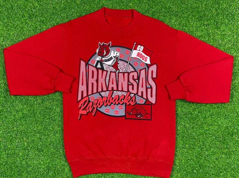 Vintage University Of Arkansas Razorbacks Ncaa Sweatshirt Retro 90S Arkansas Sweater