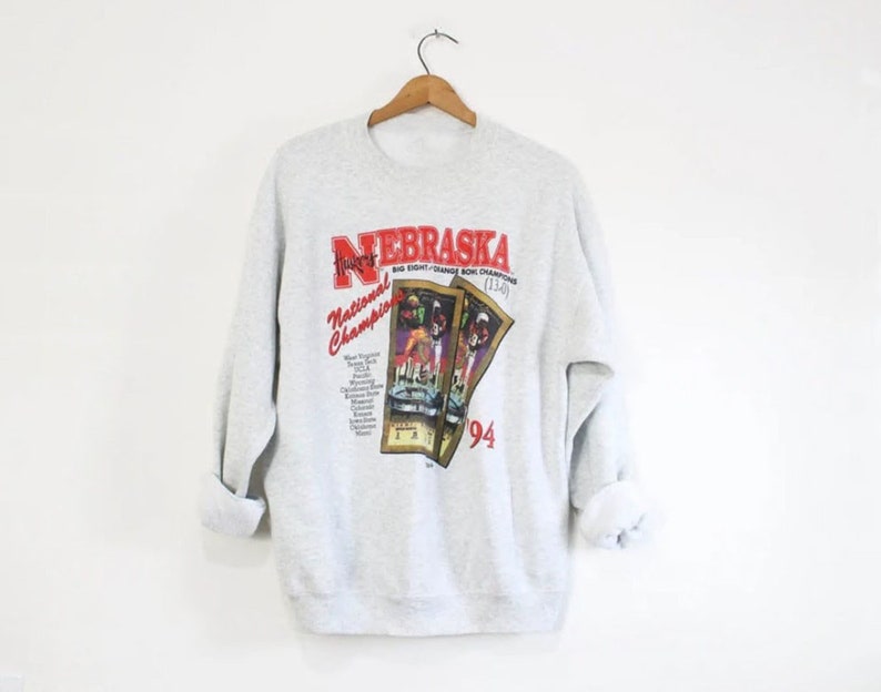 Vintage University Of Nebraska Cornhuskers Huskers Champions Sweatshirt, Nebraska Sweater, 90S T-Shirt