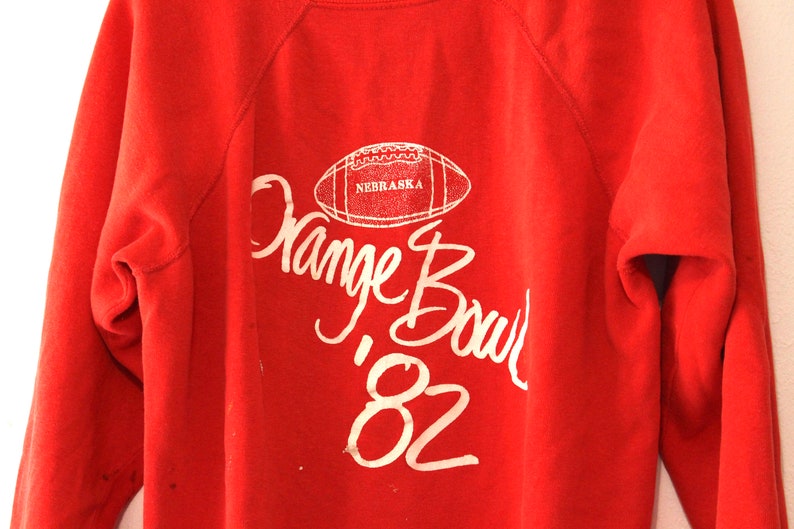 Vintage University Of Nebraska Cornhuskers Huskers Orange Bowl 1982 Sweatshirt Reprint - Image 2