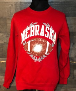 Vintage University Of Nebraska Football Ncaa Red 1980S Sweatshirt Hoodie All Size