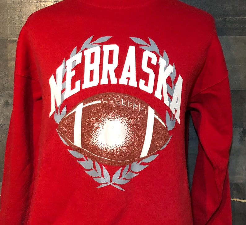 Vintage University Of Nebraska Football Ncaa Red 1980S Sweatshirt Hoodie All Size - Image 2