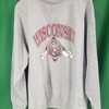Vintage University Wisconsin Badgers Bucky Gray Crewneck Sweatshirt - Great NCAA Gift for Fans