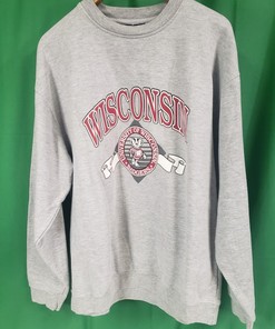 Vintage University Wisconsin Badgers Bucky Gray Crewneck Sweatshirt - Great NCAA Gift for Fans