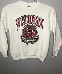 Vintage University of Wisconsin Badgers 90s Spellout Crewneck Sweatshirt - NCAA Apparel
