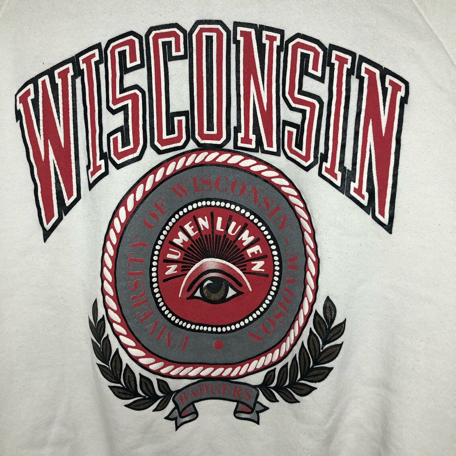 Vintage University of Wisconsin Badgers 90s Spellout Crewneck Sweatshirt - NCAA Apparel - Image 2
