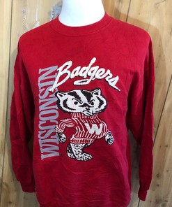 Vintage University of Wisconsin Badgers NCAA Red 1980s Sweatshirt, Hoodie, T-Shirt - College American Shirt