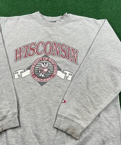 Vintage University of Wisconsin Badgers Red Sweatshirt - Bucky Football Team Gear