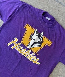 Vintage Washington Huskies Ncaa Pac 10 Football Jerzees L Purple 90S T Shirt, Ncaa Washington Shirts