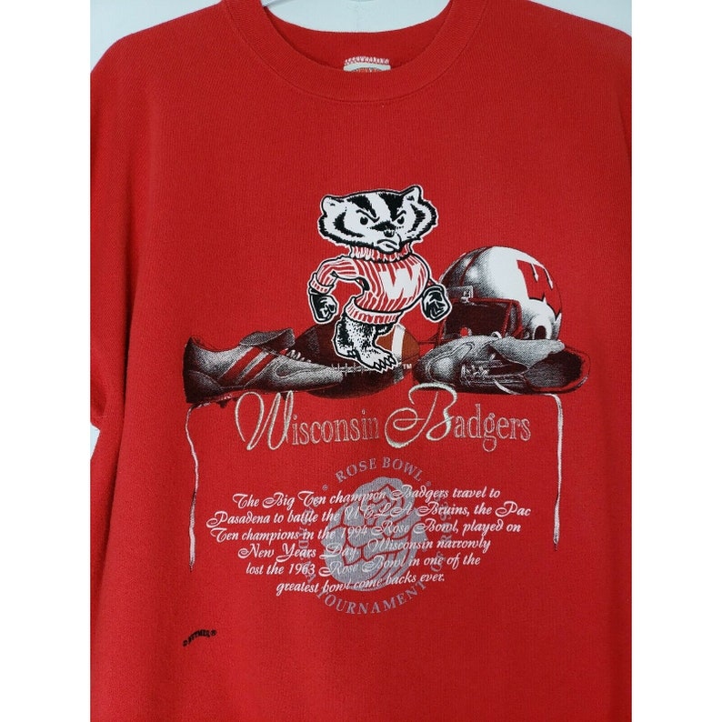 Vintage Wisconsin Badgers 1994 NCAA Rose Bowl Crew Neck Sweatshirt - Classic NCAA Clothing - Image 2