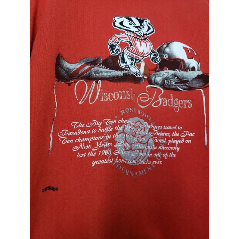 Vintage Wisconsin Badgers 1994 NCAA Rose Bowl Crew Neck Sweatshirt - Classic NCAA Clothing - Image 3