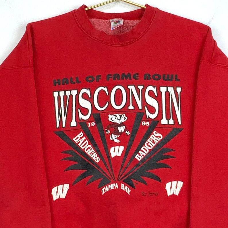 Vintage Wisconsin Badgers Hall Of Fame Bowl Red Sweatshirt, Hoodie, Crewneck - Football Team - Image 2