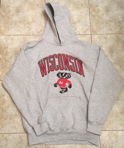 Vintage Wisconsin Badgers Hoodie - NCAA Football Fan Gear - 1990s Edition