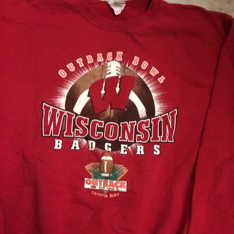 Vintage Wisconsin Badgers Outback Bowl Crewneck Sweatshirt - Classic NCAA Apparel - Image 2
