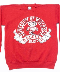 Vintage Wisconsin Badgers Red Pullover Crewneck College Sweatshirt, Hoodie, T-Shirt - College American Shirt