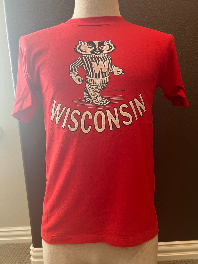 Vintage Wisconsin Badgers Red Shirt from the 1980s, Wisconsin Travel Gift, University Student Gift