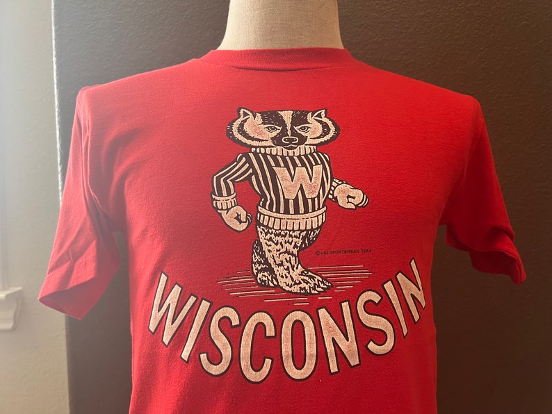 Vintage Wisconsin Badgers Red Shirt from the 1980s, Wisconsin Travel Gift, University Student Gift - Image 2