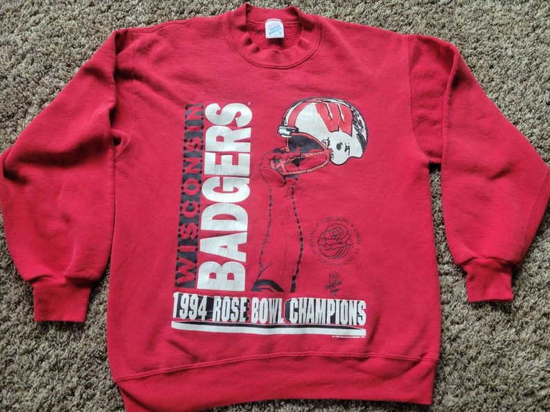 Vintage Wisconsin Badgers Rose Bowl Champions Sweatshirt - Perfect NCAA Gift for Fans - Image 2