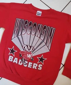 Vintage Wisconsin Badgers Sweatshirt - NCAA Football Fan Gear - 1992 Tultex Edition