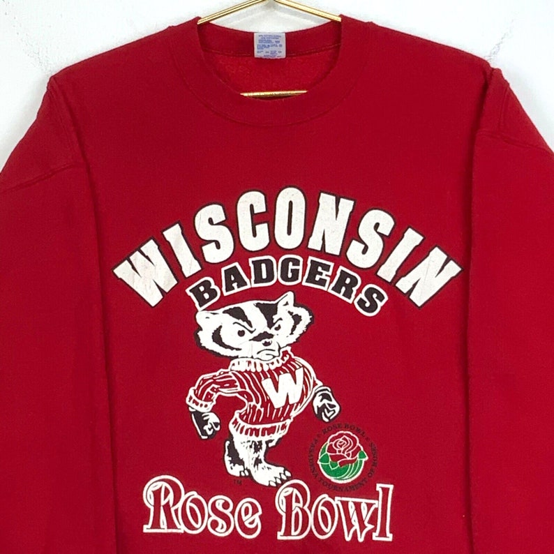 Vintage Wisconsin Badgers USA 80s Rose Bowl Crewneck Sweatshirt - NCAA Apparel - Image 2