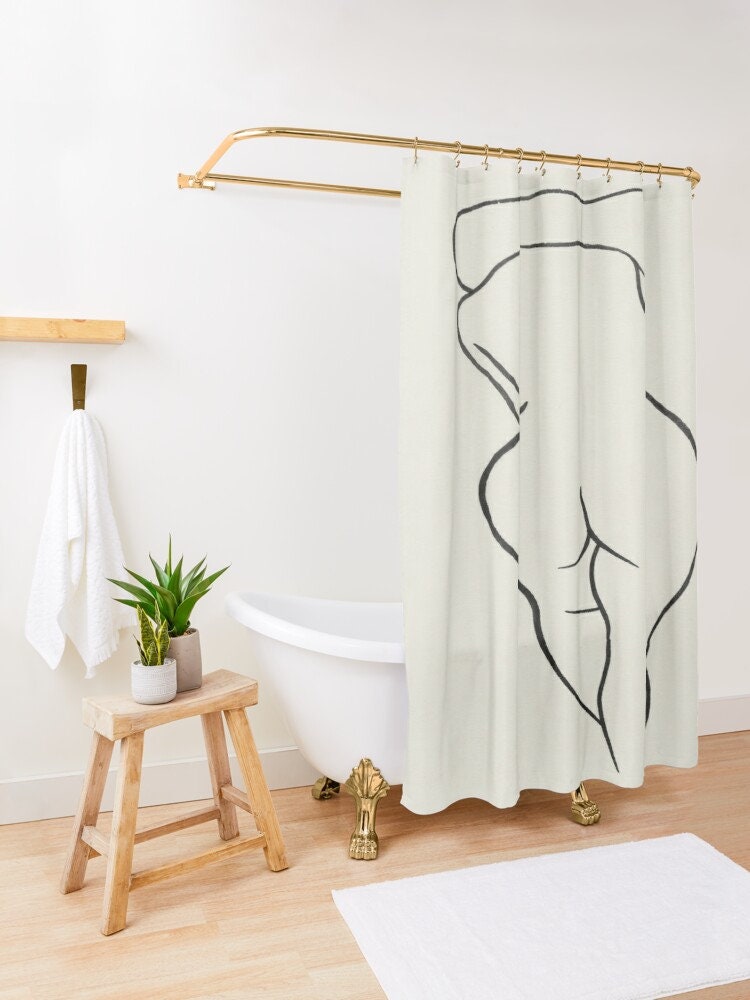 Vintage Women Illustration Shower Curtain | Waterproof Bath Curtain | Vintage Women Design - Image 2