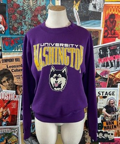 Vintage Women'S 1980S-90S Purple University Of Washington Uw Huskies Graphic Sweatshirt, Uw Huskies Sweatshirt