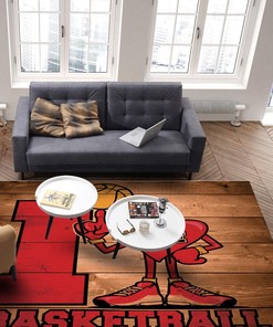 Vintage Wooden Plank Basketball Area Rug - Washable Home Decor with a Vintage Basketball Design