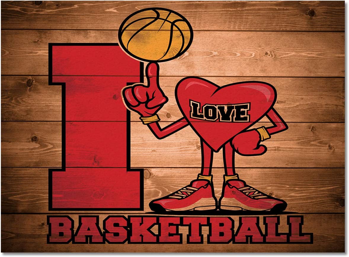 Vintage Wooden Plank Basketball Area Rug - Washable Home Decor with a Vintage Basketball Design - Image 2