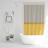Vintage Yellow Lines Boho Shower Curtain with Abstract Art Design - Eco-Friendly and Waterproof