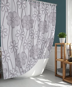 Violet Floral Shower Curtain | Garden Flowers Fabric Bathroom Curtain | Home Bath Decor Colorful Shower Curtains