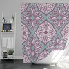 Violet Flower Shower Curtain | Classic Mandala Vintage Floral | Fabric Bathroom Curtain | Graphic Purple