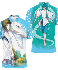 Visit the surreal world of Spirited Away with Nigihayami Kohaku Nushi Haku's Wonderful 3D All Over Print Polo Shirt