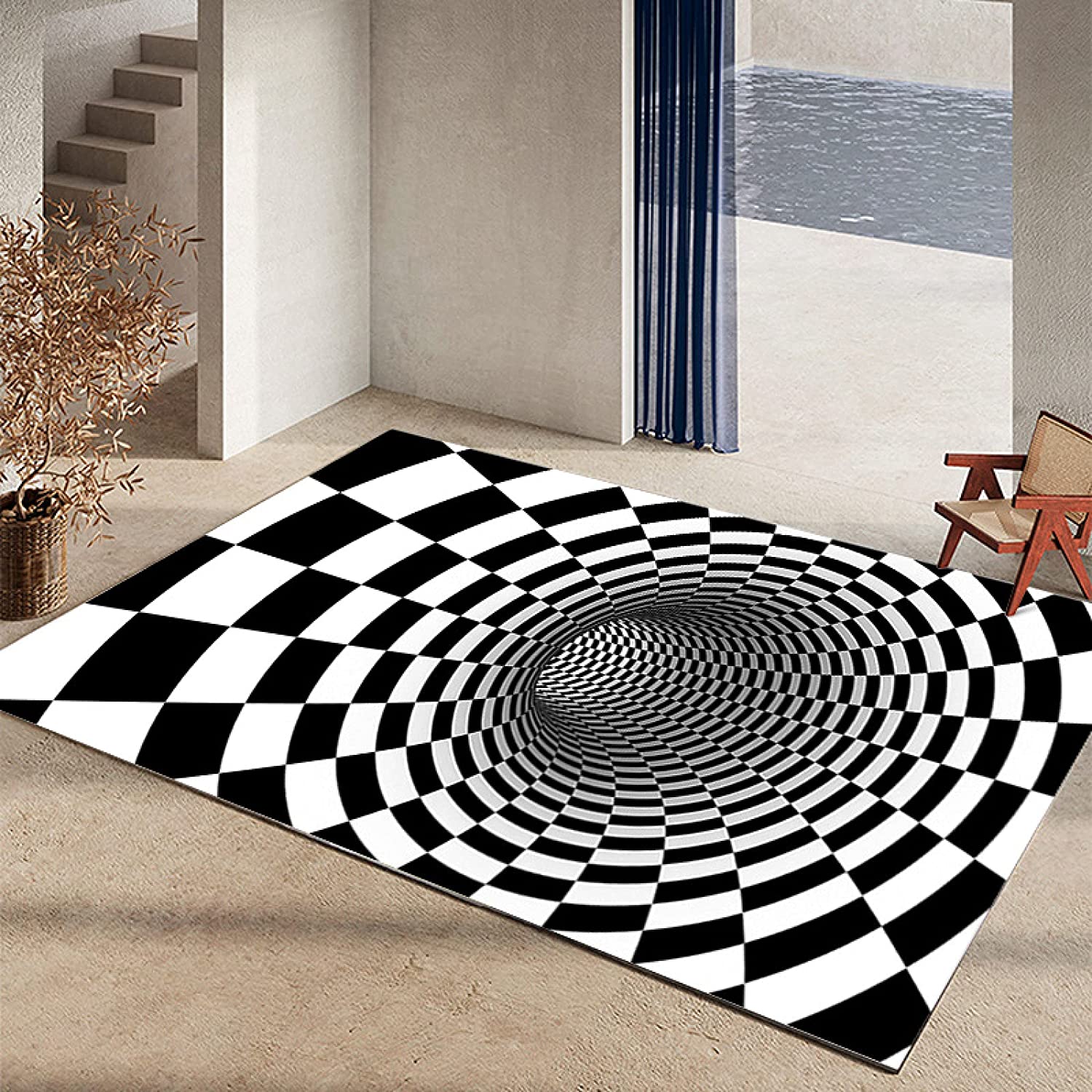 Visual Vortex Rectangle Geometric Abstract Kitchen Hallway Carpet Area Rug for Home Decoration