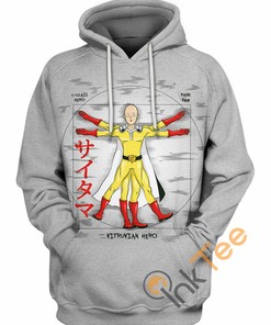 Vitruvian Saitama One Punch Man Hoodie 3D Print All Over