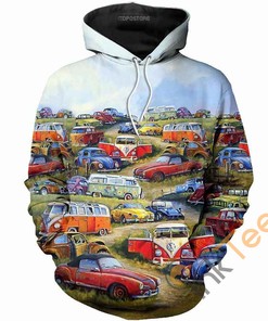 Volkswagen Camping Car Retro Hoodie 3D Print All Over