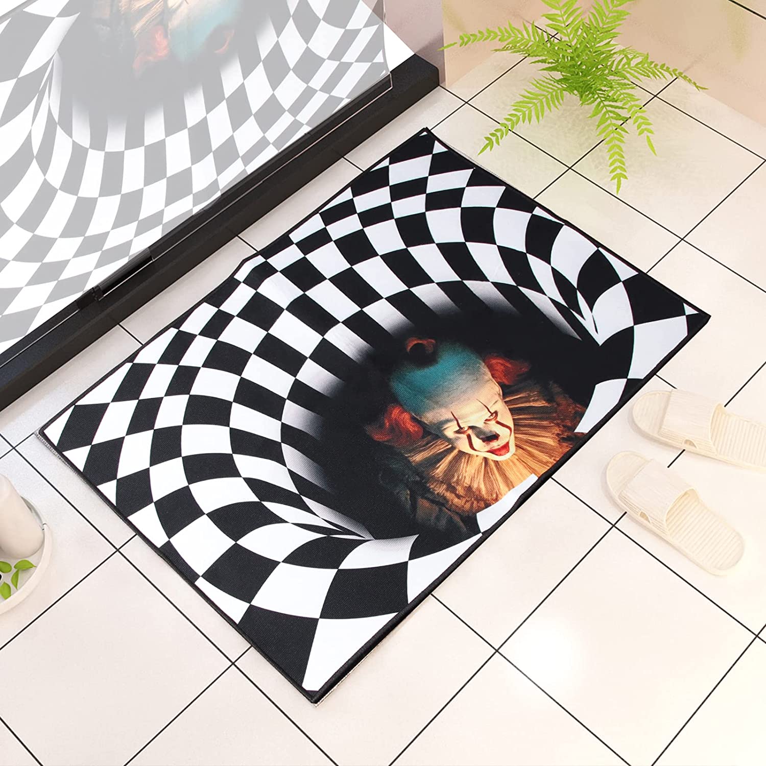 Vortex Illusion Area Rug - Halloween 3D Optical Illusion Rug - Horror Illusion Carpet with 3D Vortex Illusion