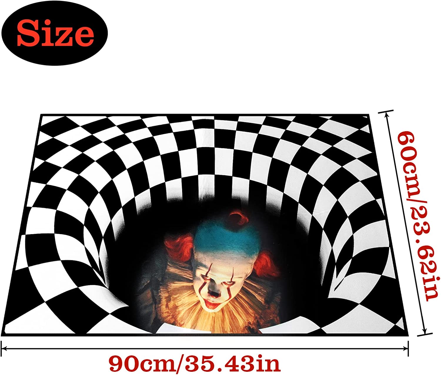 Vortex Illusion Area Rug - Halloween 3D Optical Illusion Rug - Horror Illusion Carpet with 3D Vortex Illusion - Image 3