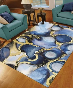 Vortex Light Luxury Art Large Carpet - Purple Blue Gold Marble Texture Area Rug for Your Home