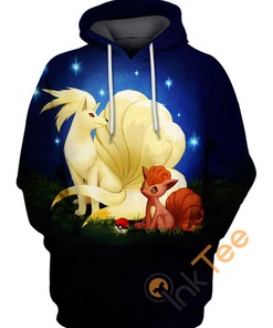 Vulpix And Ninetales Cartoon Hoodie 3D Print All Over