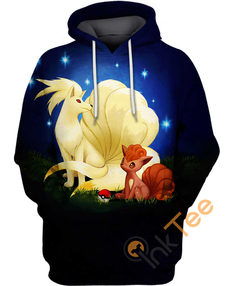 Vulpix And Ninetales Cartoon Hoodie 3D Print All Over