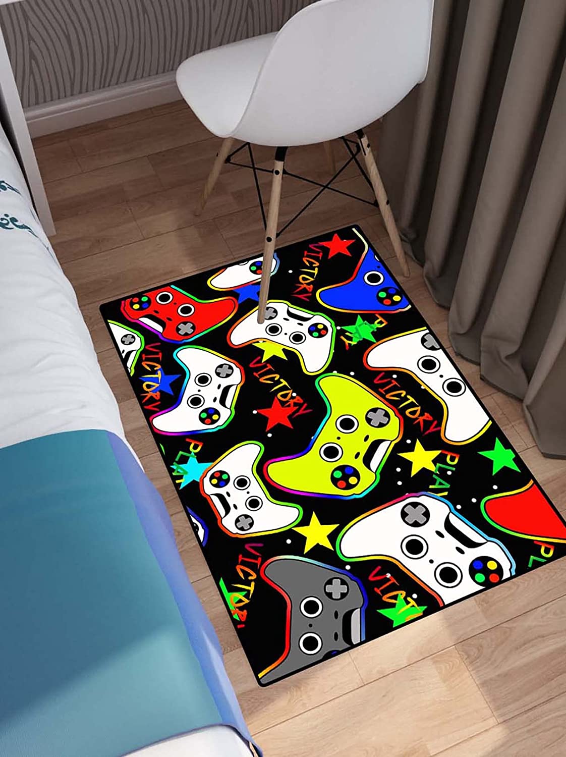 WOKB Video Game Rugs Printed Living Room Mat for Boy's Bedroom - Personalized Gamepad Area Rugs - Stylish Home Decor