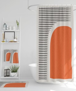 Waffle Weave Shower Curtain with Bohemian Bathroom Accessories