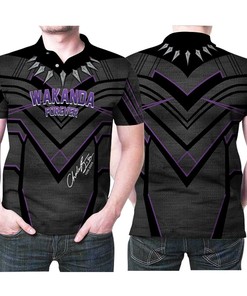 Wakanda Forever Chadwick Boseman Signature Black Panther 3D All Over Print Polo Shirt with unique all-over print